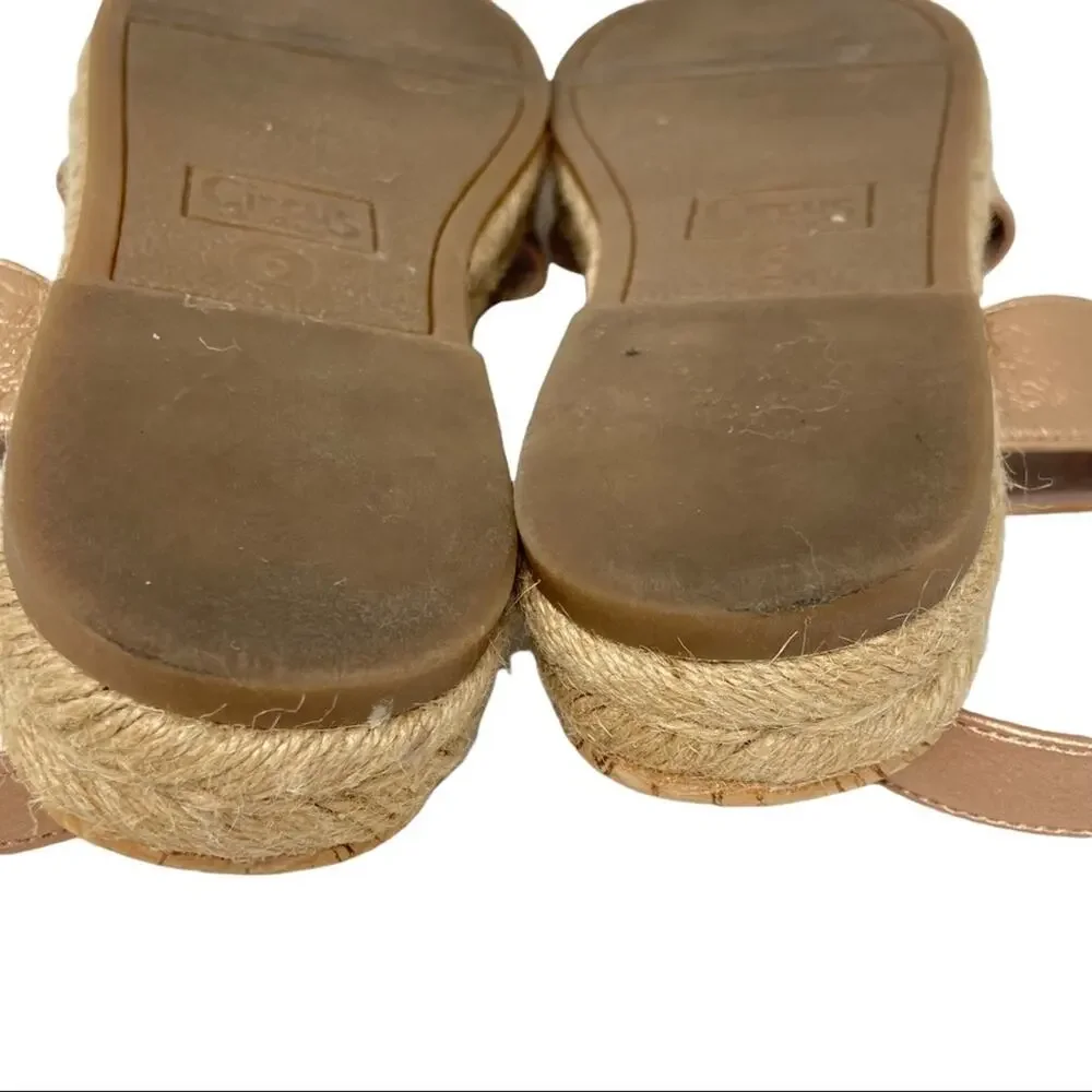 Circus By Sam Edelman Ani Espadrille Sandals Rose Gold Leather Size 6